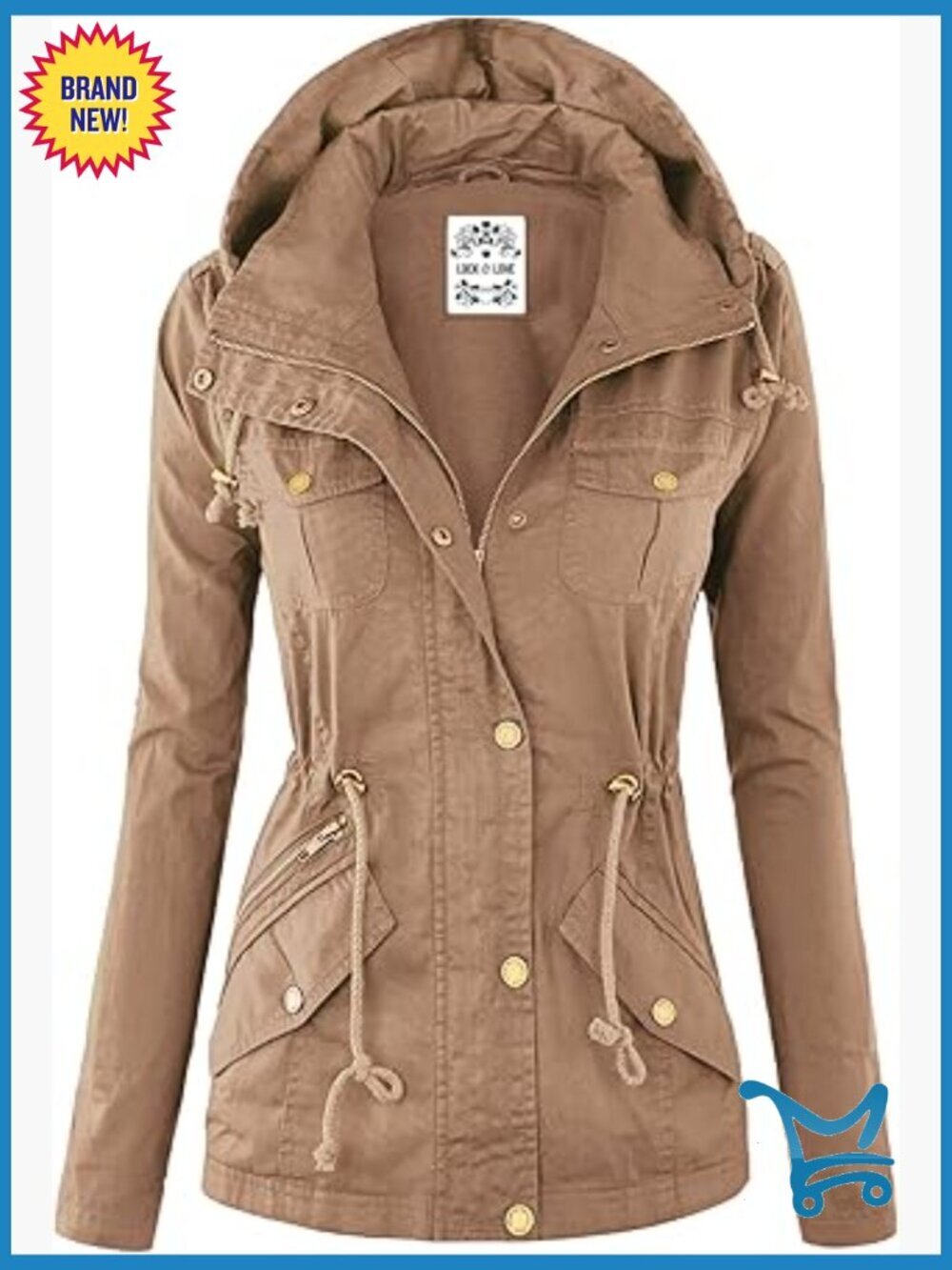 Women's Casual Military Anorak Jacket - Lightweight Detachable Hooded Safari